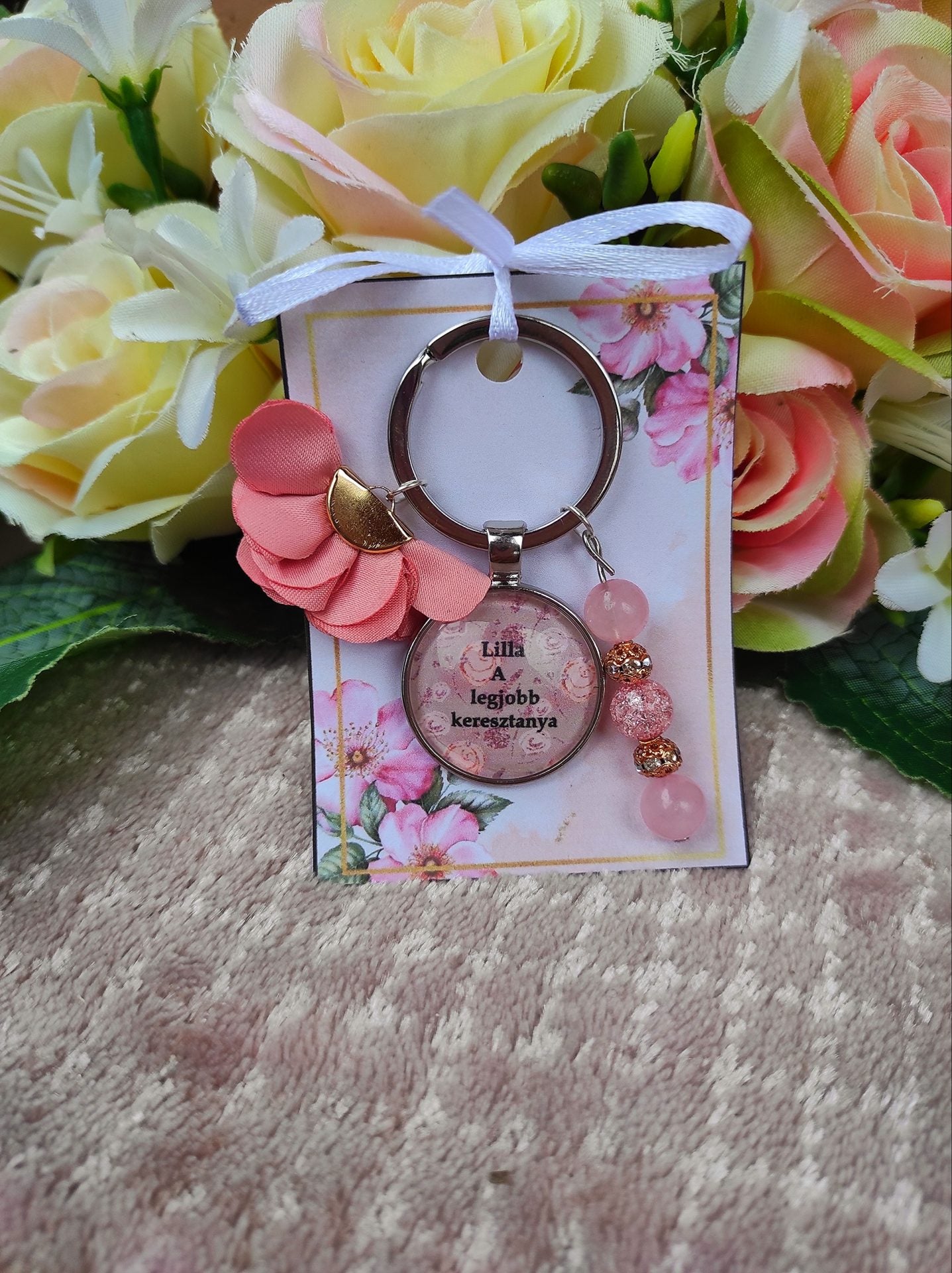 Egyedi neves keresztanya kulcstartó